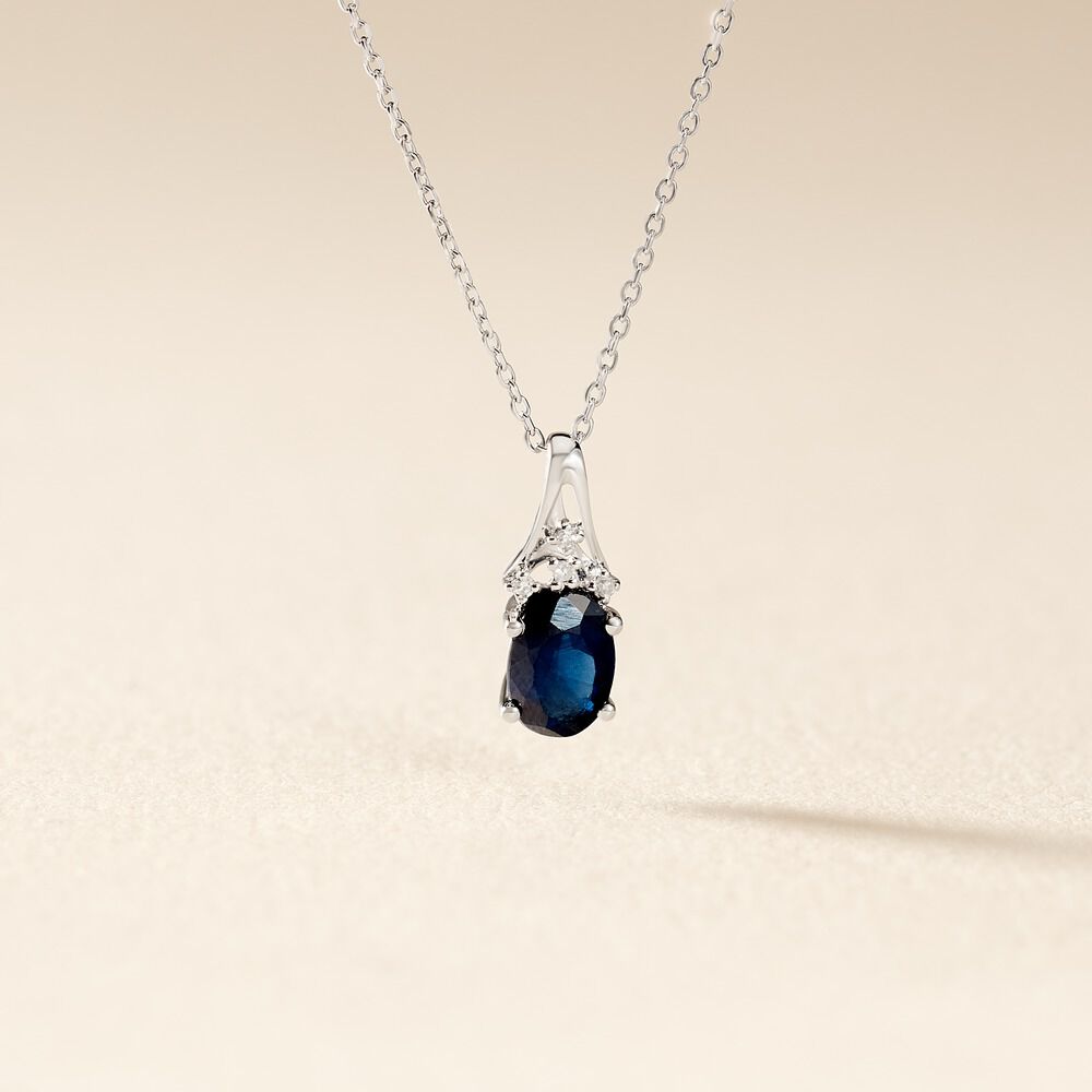 Collier Marie Or Blanc Saphir Diamant - Colliers avec pierres Femme | Marc Orian