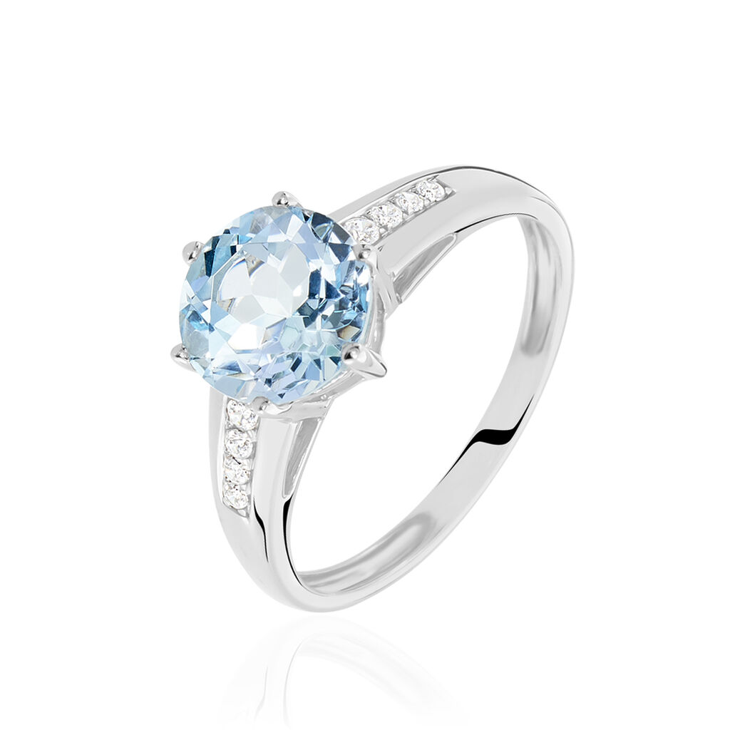 Bague Solitaire Adyl Or Blanc Turquoise Et Oxyde De Zirconium - Bagues pierres fines Femme | Marc Orian