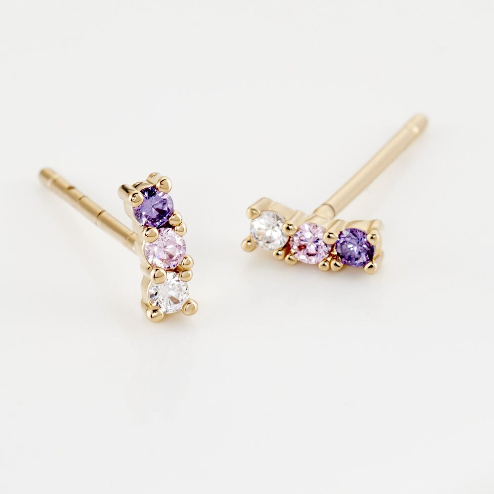 Boucles D'oreilles Puces Plaqu&eacute; Or Jaune Alodia Oxydes De Zirconium - Puces Femme | Marc Orian