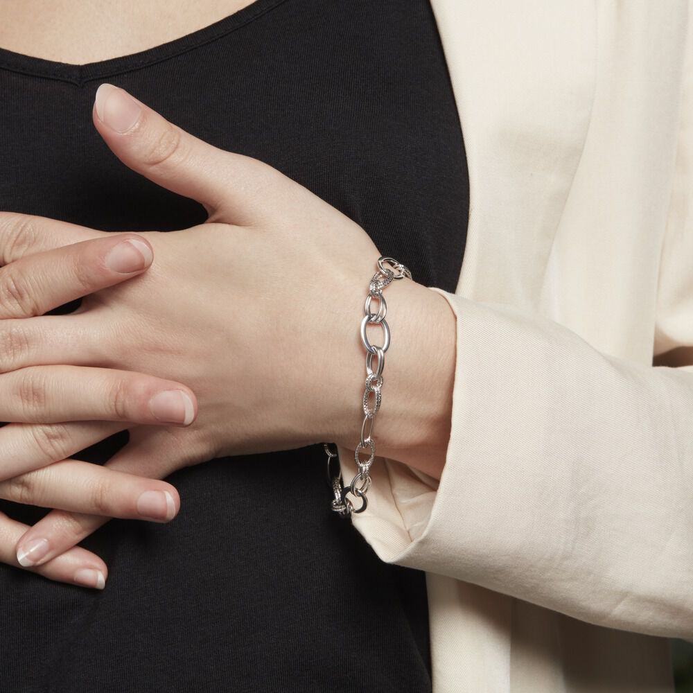 Bracelet Maillons Argent Blanc - Bracelets chaînes Femme | Marc Orian