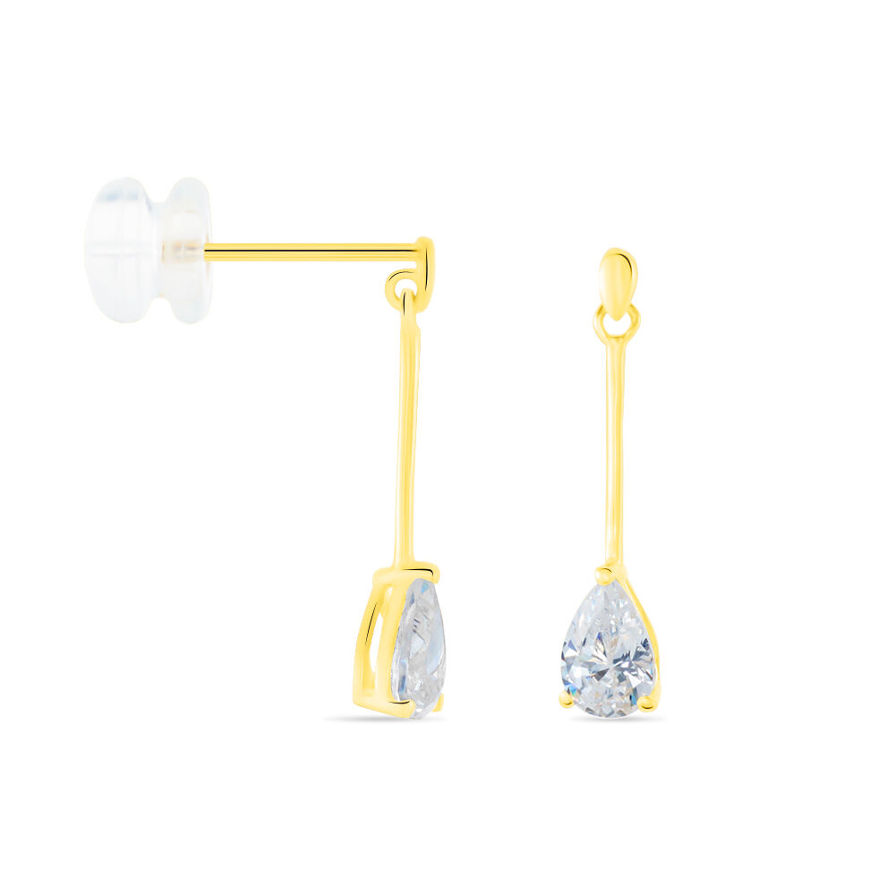 Boucles D'oreilles Pendantes Goutte Or Jaune Oxyde De Zirconium - Pendantes Femme | Marc Orian