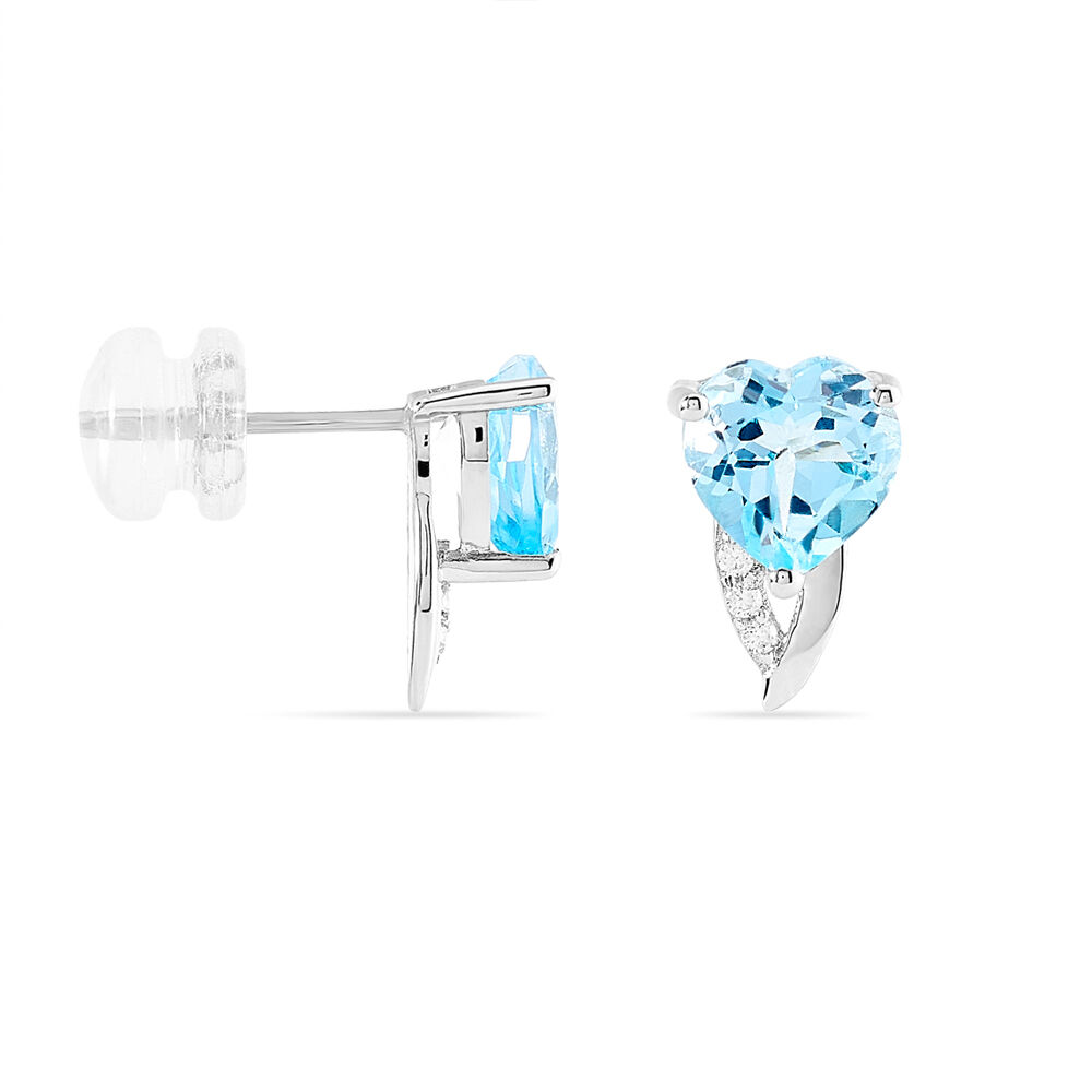 Boucles D'oreilles Puces Bertille Or Blanc Topaze Et Oxyde - Puces Femme | Marc Orian
