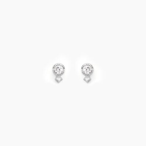 Boucles D'oreilles Puces Jill Argent Blanc Oxyde De Zirconium - Puces Femme | Marc Orian