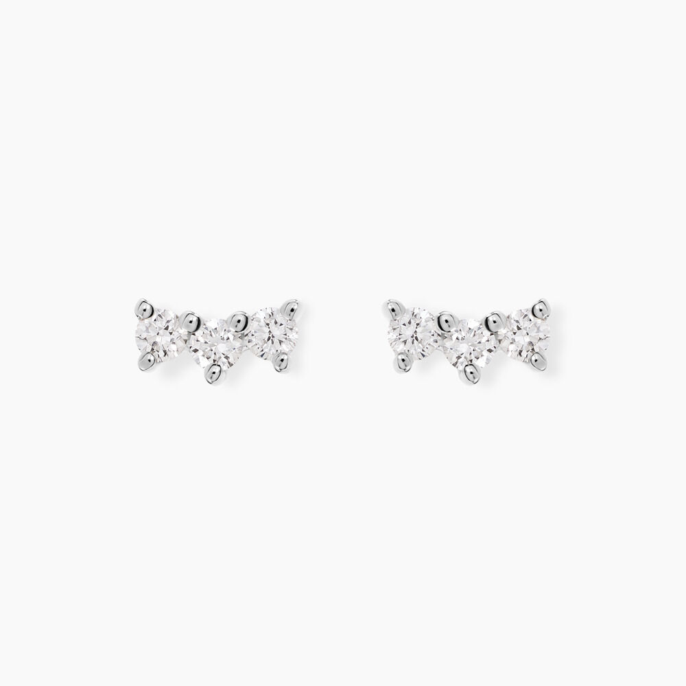 Boucles D'oreilles Puces Sigourney Argent Blanc Diamant Synthétique - Puces Femme | Marc Orian