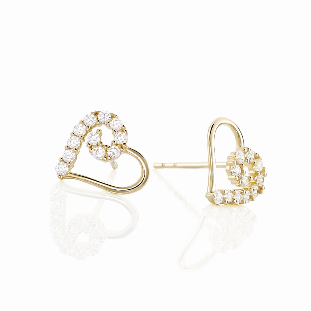 Boucles D'oreilles Puces Elsy C&oelig;ur Or Jaune Oxyde De Zirconium - Puces Femme | Marc Orian