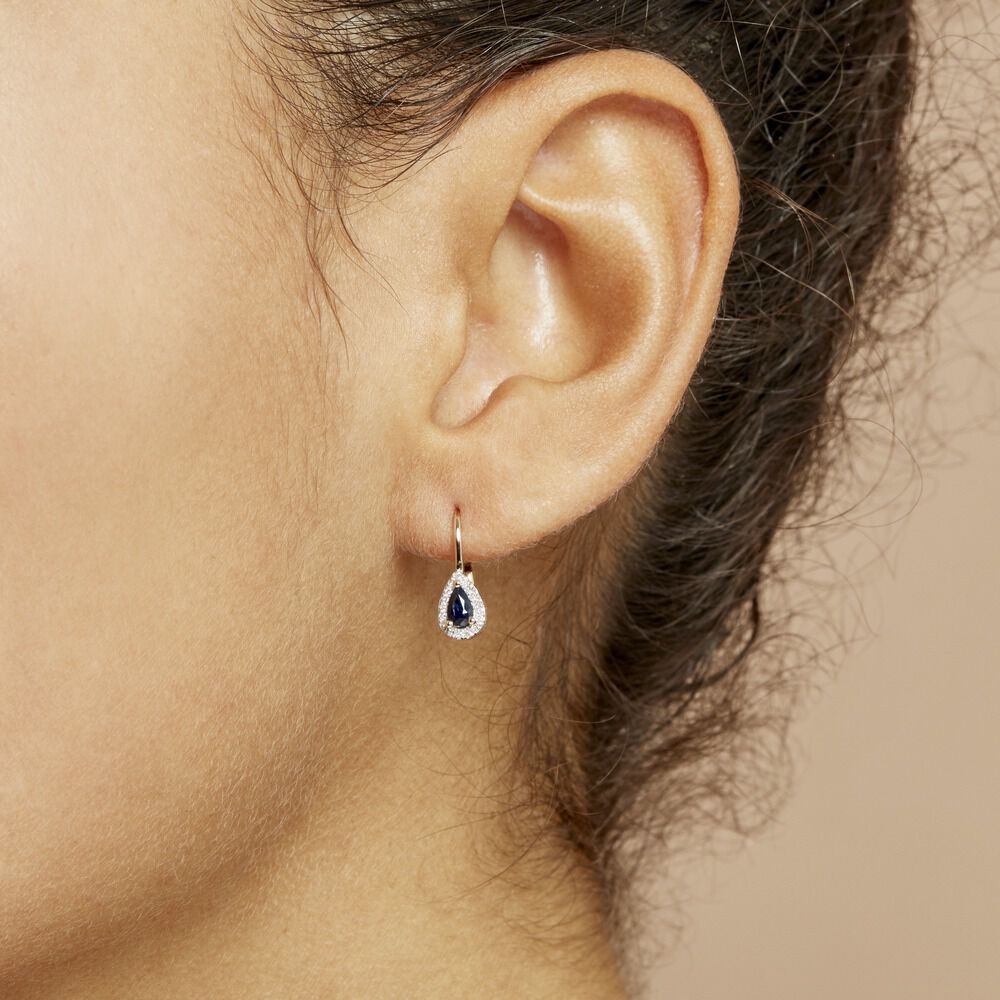 Boucles D'oreilles Pendantes Doorsie Or Jaune Saphir Et Diamant -  Femme | Marc Orian