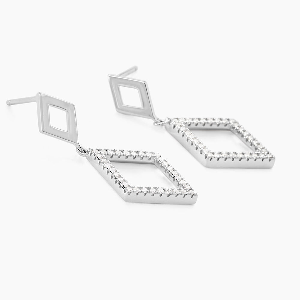 Boucles D'oreilles Pendantes Sounia Argent Blanc Oxyde De Zirconium - Pendantes Femme | Marc Orian