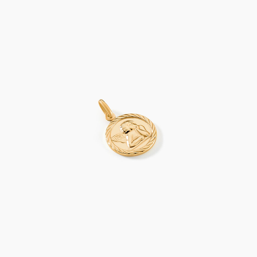 Pendentif Ange Rond Sable Or Jaune - Médailles et médaillons Famille | Marc Orian