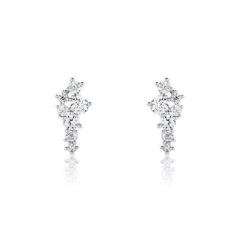 Boucles D'oreilles Puces Eden Argent Blanc Oxyde De Zirconium - Puces Femme | Marc Orian