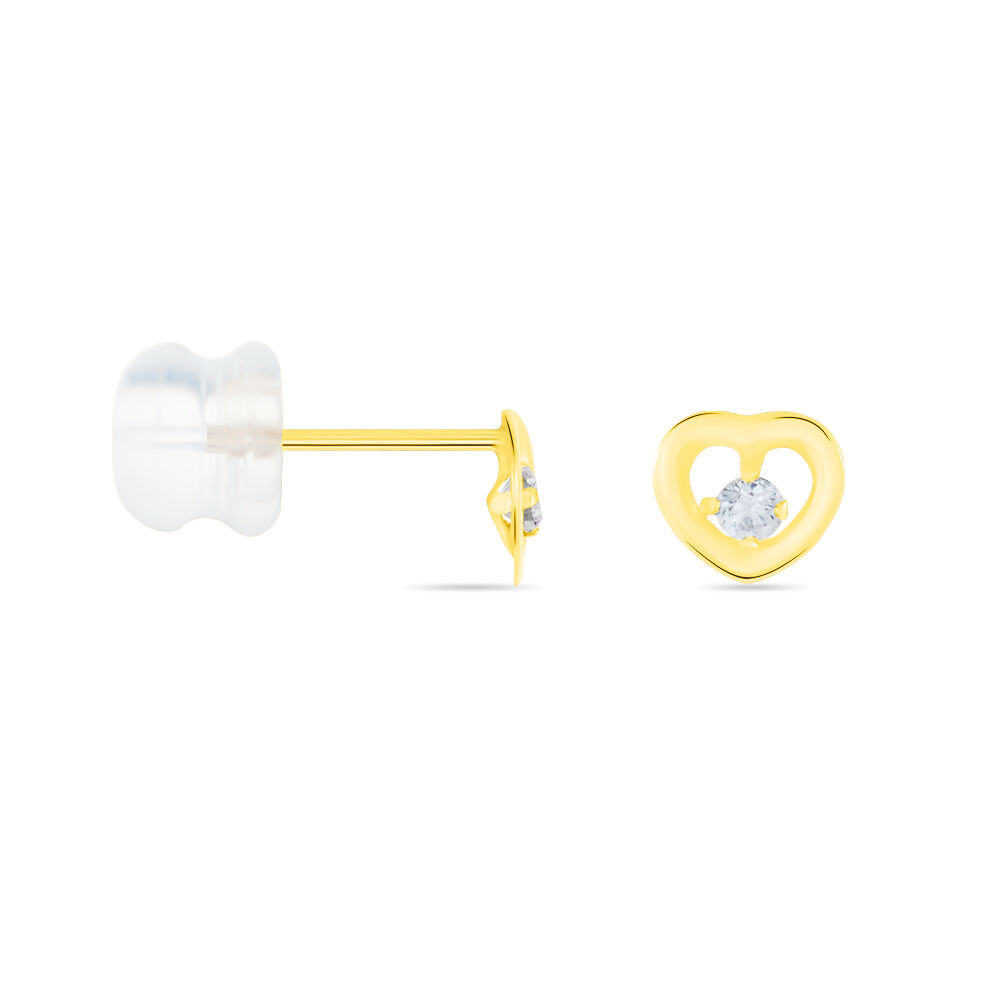 Boucles D'oreilles Puces Daria Cœur Or Jaune Oxyde De Zirconium - Puces Famille | Marc Orian