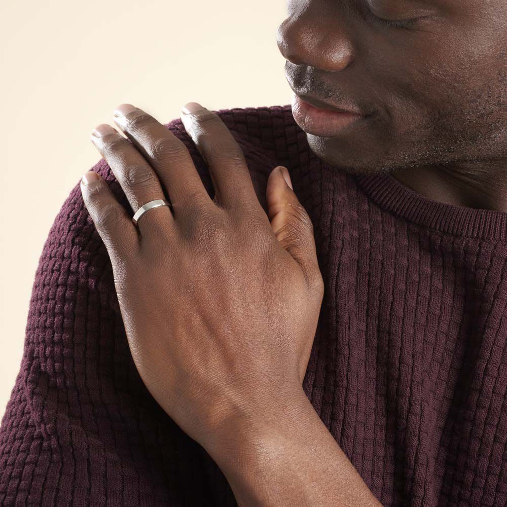 Alliance Inayah Ruban Plat Argent Blanc - Alliances duo Famille | Marc Orian