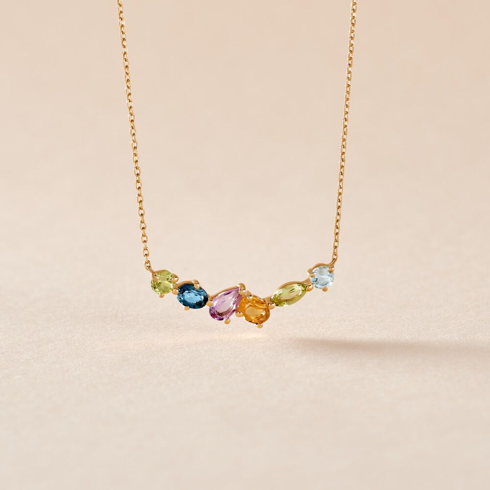 Collier Hortense Or Jaune Topaze P&eacute;ridot Am&eacute;thyste - Colliers avec pierres Femme | Marc Orian