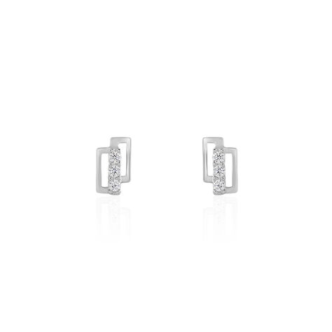 Boucles D'oreilles Puces Youssa Barrettes Or Blanc Oxyde De Zirconium - Clous d'oreilles Femme | Marc Orian