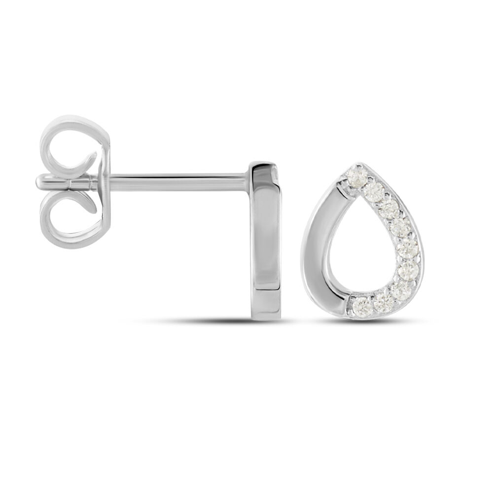 Boucles D'oreilles Puces Argent Blanc Tancelin Oxydes De Zirconium - Puces Femme | Marc Orian