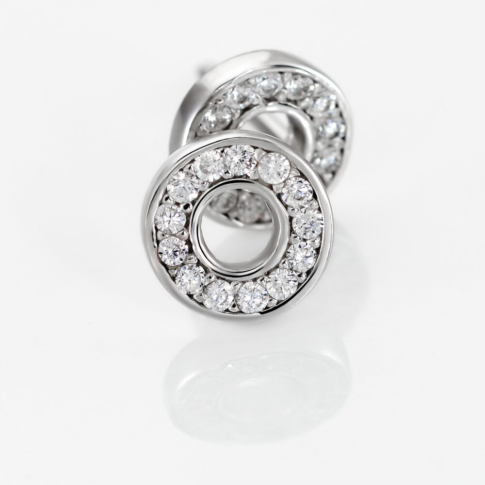 Boucles D'oreilles Puces Argent Blanc Eujen Oxydes De Zirconium - Puces Femme | Marc Orian