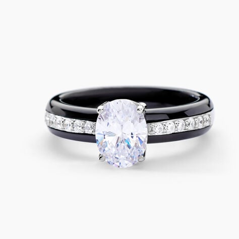 Bague Solitaire Neville Argent Blanc C&eacute;ramique Et Oxyde De Zirconium - Bagues de promesse Femme | Marc Orian