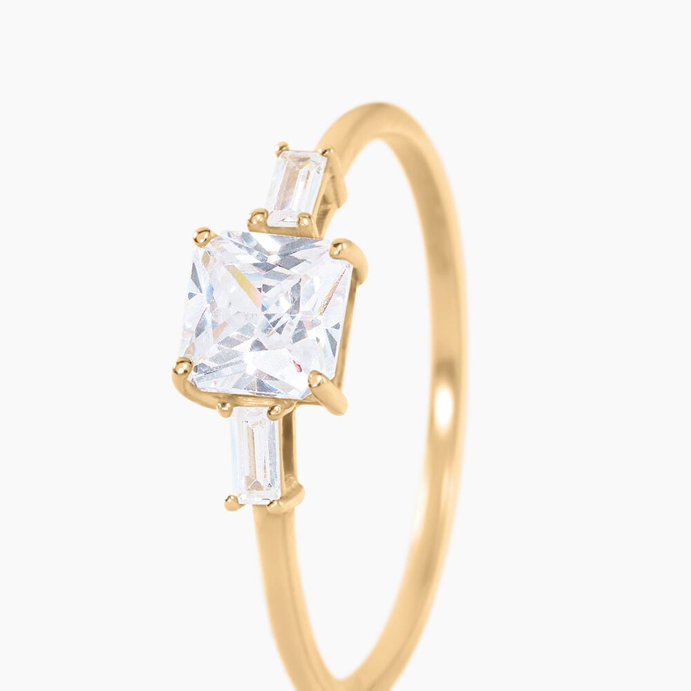 Bague Ga&euml;lle Argent Dor&eacute; A L'Or 750/1000 Oxyde De Zirconium - Solitaires Femme | Marc Orian