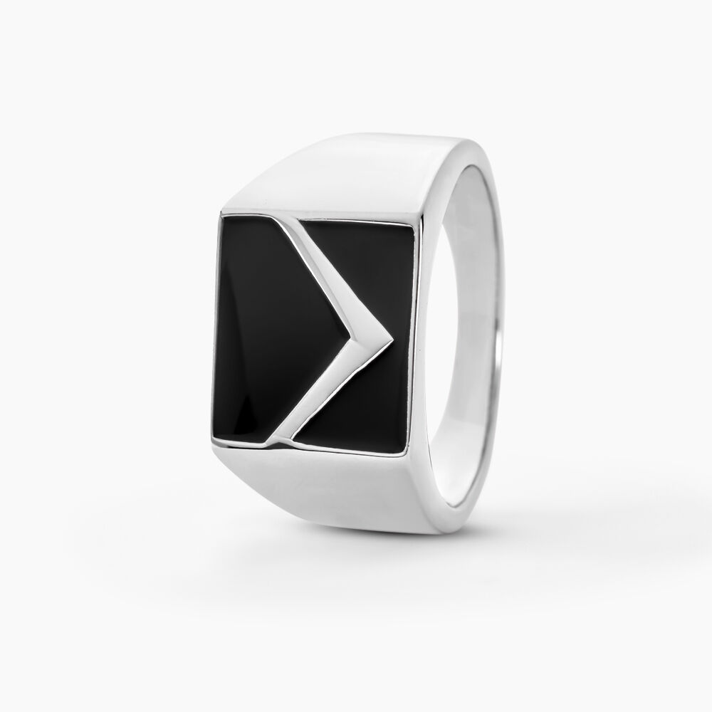 Chevalière Argent Blanc Christoffer Email - Chevalières Homme | Marc Orian