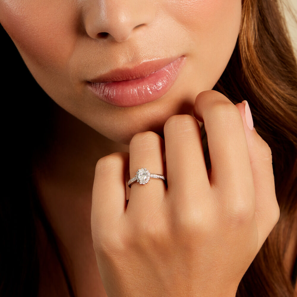 Bague Myles Platine Blanc Diamant Synth&eacute;tique - Solitaires Femme | Marc Orian