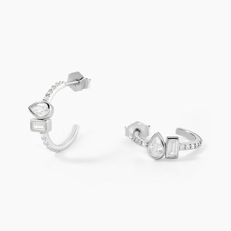 Créoles Dua Argent Blanc Oxyde De Zirconium - Créoles Femme | Marc Orian