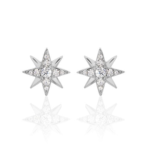 Boucles D'oreilles Puces Shanis Argent Blanc Oxyde De Zirconium - Puces Femme | Marc Orian