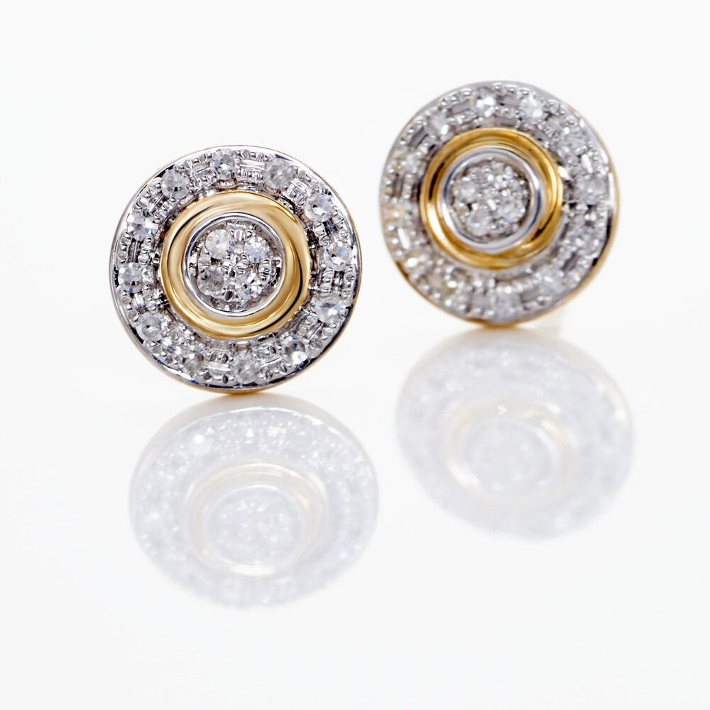 Boucles D'oreilles Puces Rosangela Or Bicolore Diamant Blanc -  Femme | Marc Orian