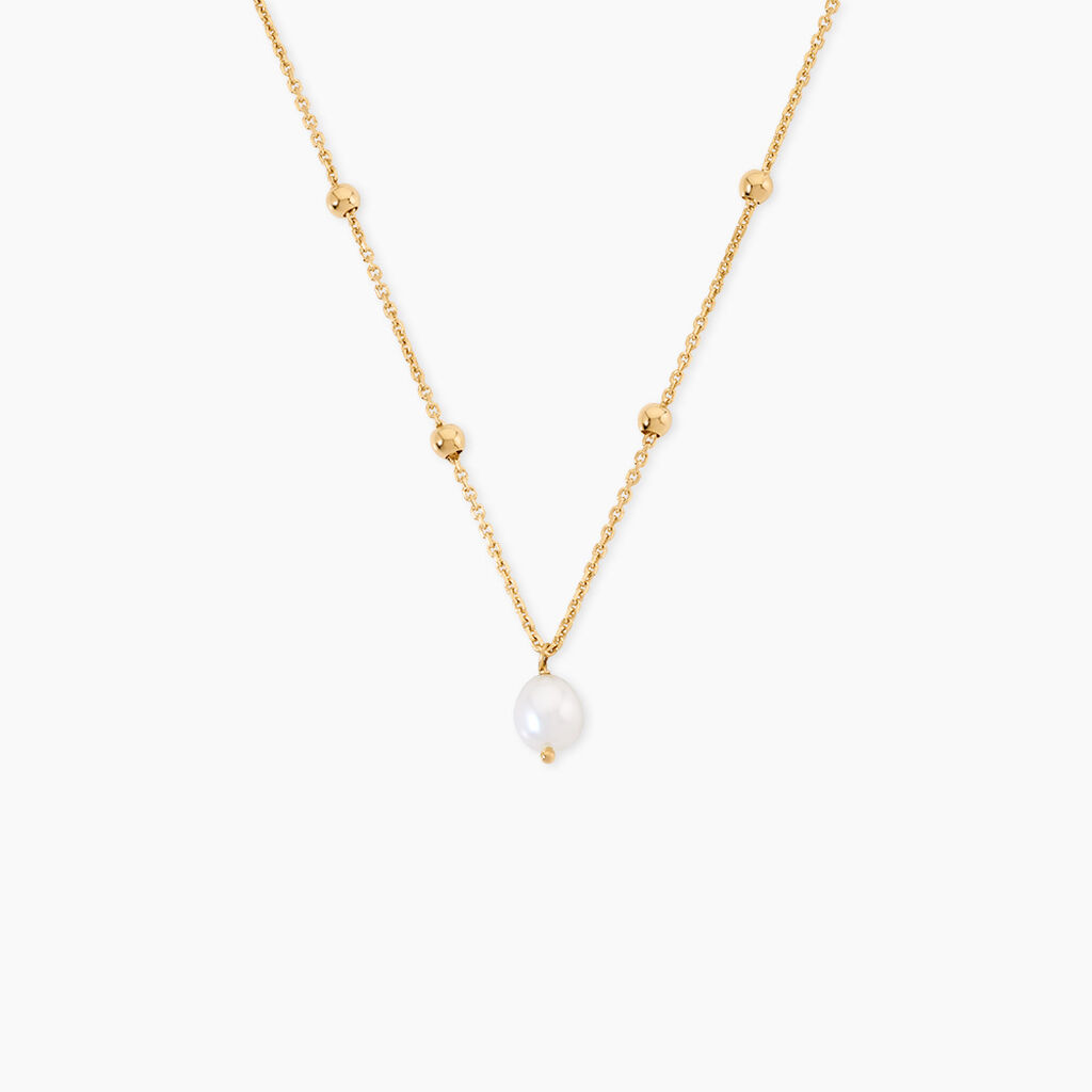 Collier Pearly Argent Dor&eacute; A L'Or 750/1000 Perle De Culture - Colliers avec pierres  | Marc Orian