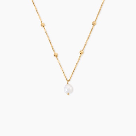 Collier Pearly Argent Dor&eacute; A L'Or 750/1000 Perle De Culture - Colliers avec pierres  | Marc Orian