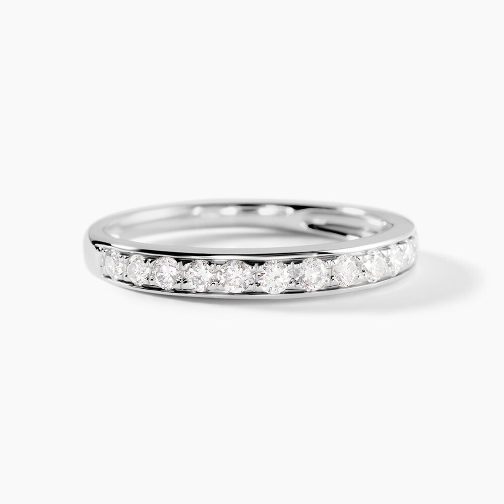 Alliance Rhea Ld Platine Blanc Diamant Synth&eacute;tique - Alliances avec pierres Femme | Marc Orian