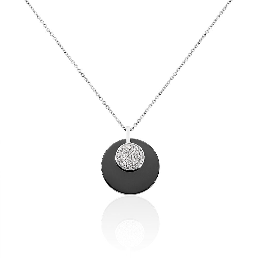 Collier Argent Blanc C&eacute;ramique Et Oxyde De Zirconium - Colliers avec pierres Femme | Marc Orian
