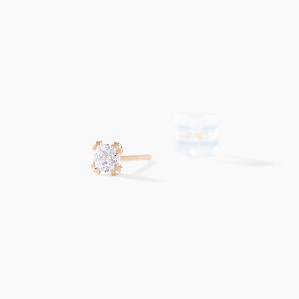 Boucles D'oreilles Puces Doreen Carre Or Rose Oxyde De Zirconium - Clous d'oreilles Femme | Marc Orian