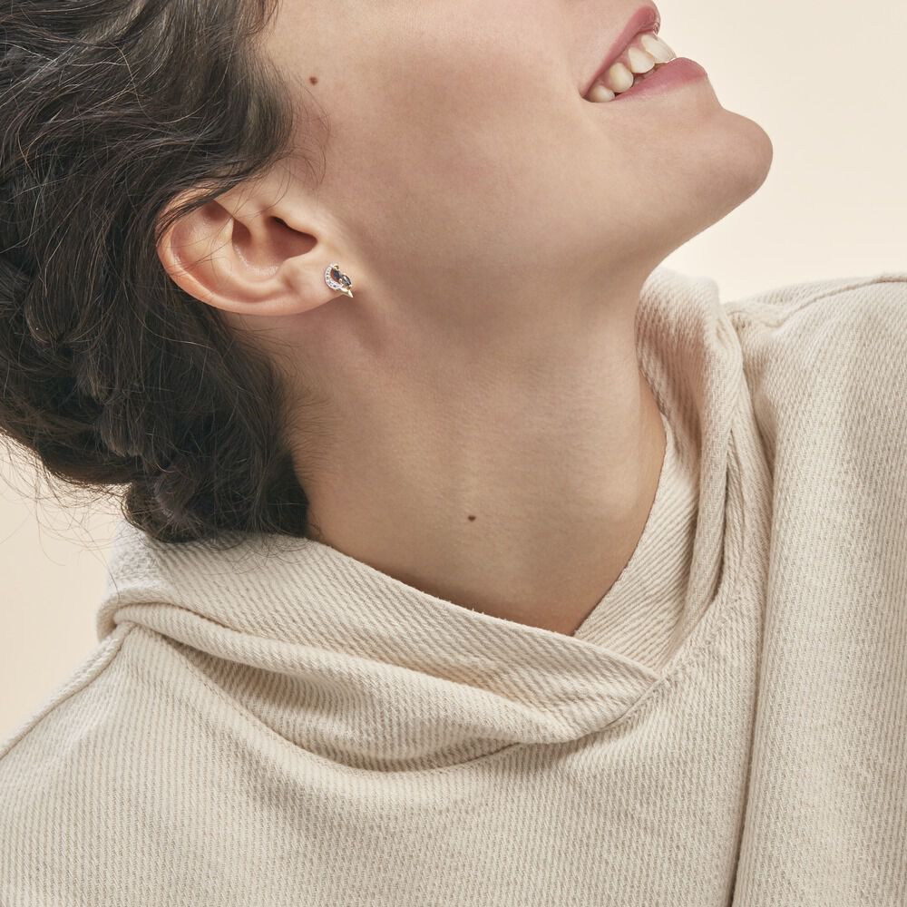 Boucles D'oreilles Puces Sakina Or Jaune Saphir Et Diamant Et Divers - Puces Femme | Marc Orian