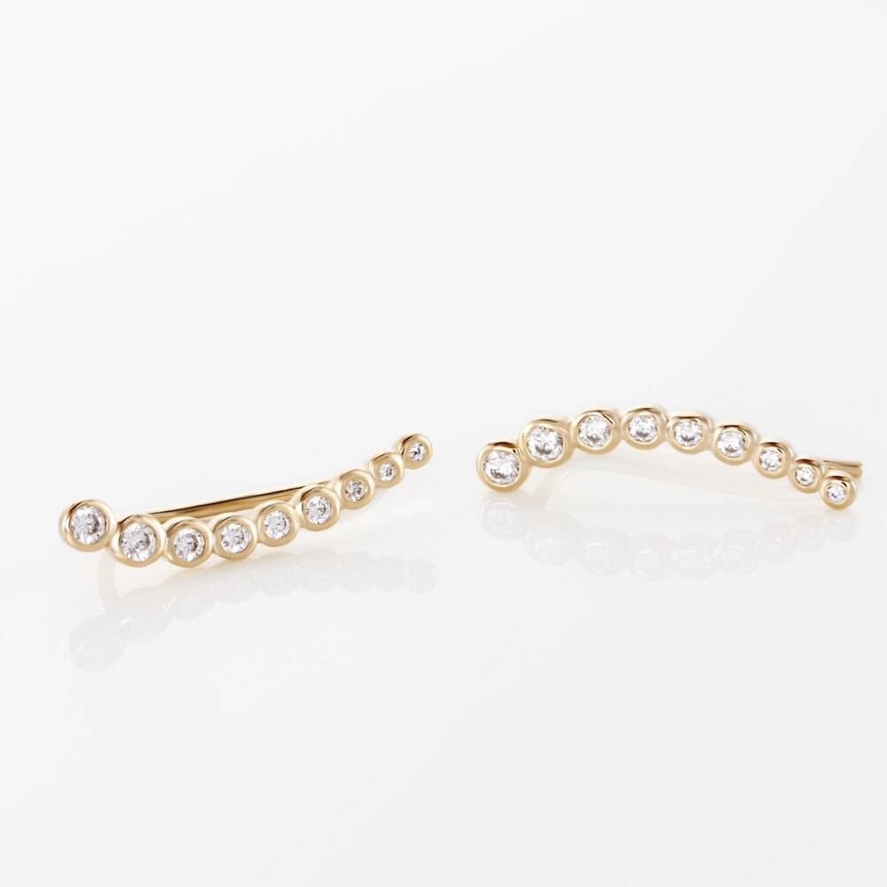 Boucles D'oreilles Grimpantes Plaqu&eacute; Or Jaune Nazeli Oxyde - Piercings d'oreilles Femme | Marc Orian