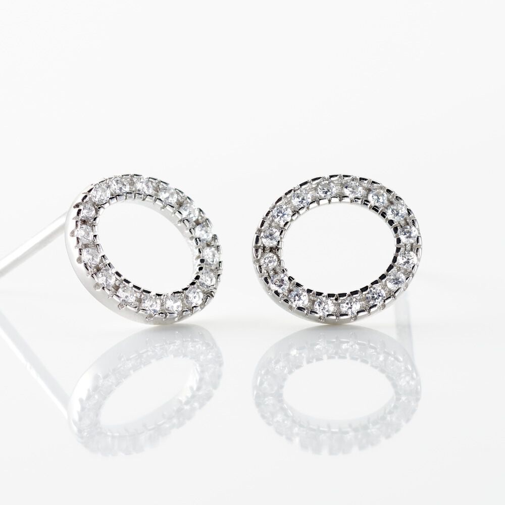 Boucles D'oreilles Puces Argent Blanc Umbria Oxydes De Zirconium - Puces Femme | Marc Orian