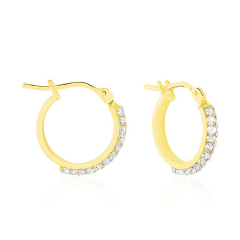 Boucles d'oreilles fille en or coeur avec strass