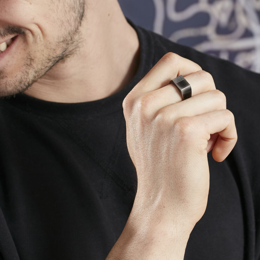 Chevalière Aidee Acier Gris - Bijoux fantaisie Homme | Marc Orian