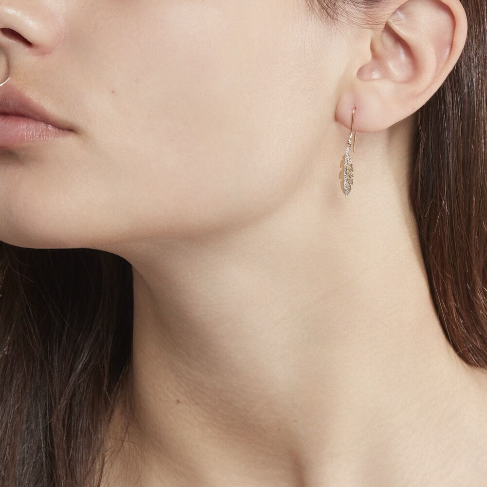 Boucles D'oreilles Pendantes Paola Or Jaune Diamant -  Femme | Marc Orian