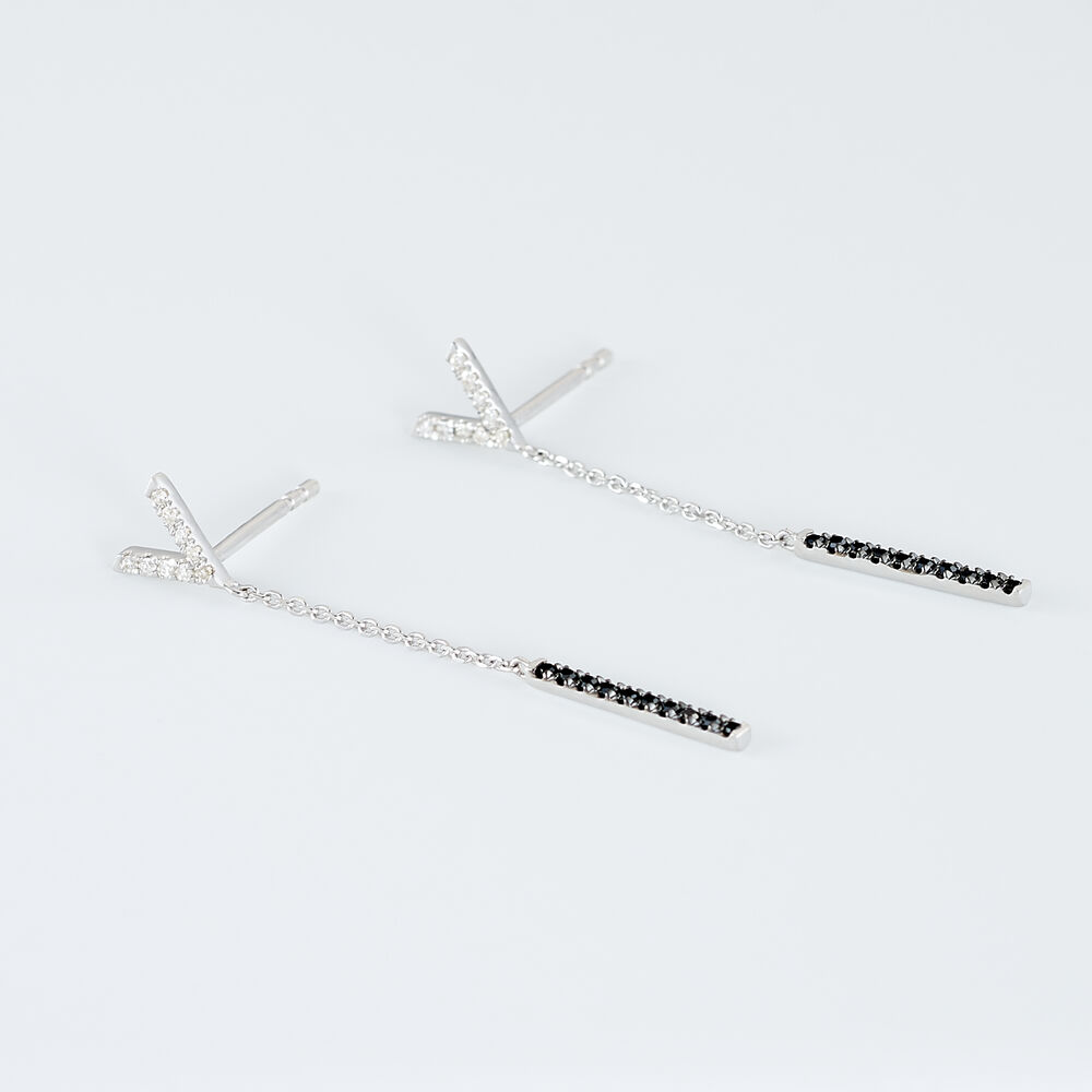 Boucles D'oreilles Pendantes Rachel Or Blanc Diamant -  Femme | Marc Orian