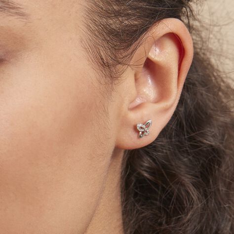 Boucles D'oreilles Puces Papillon Or Blanc Diamant - Clous d'oreilles Femme | Marc Orian