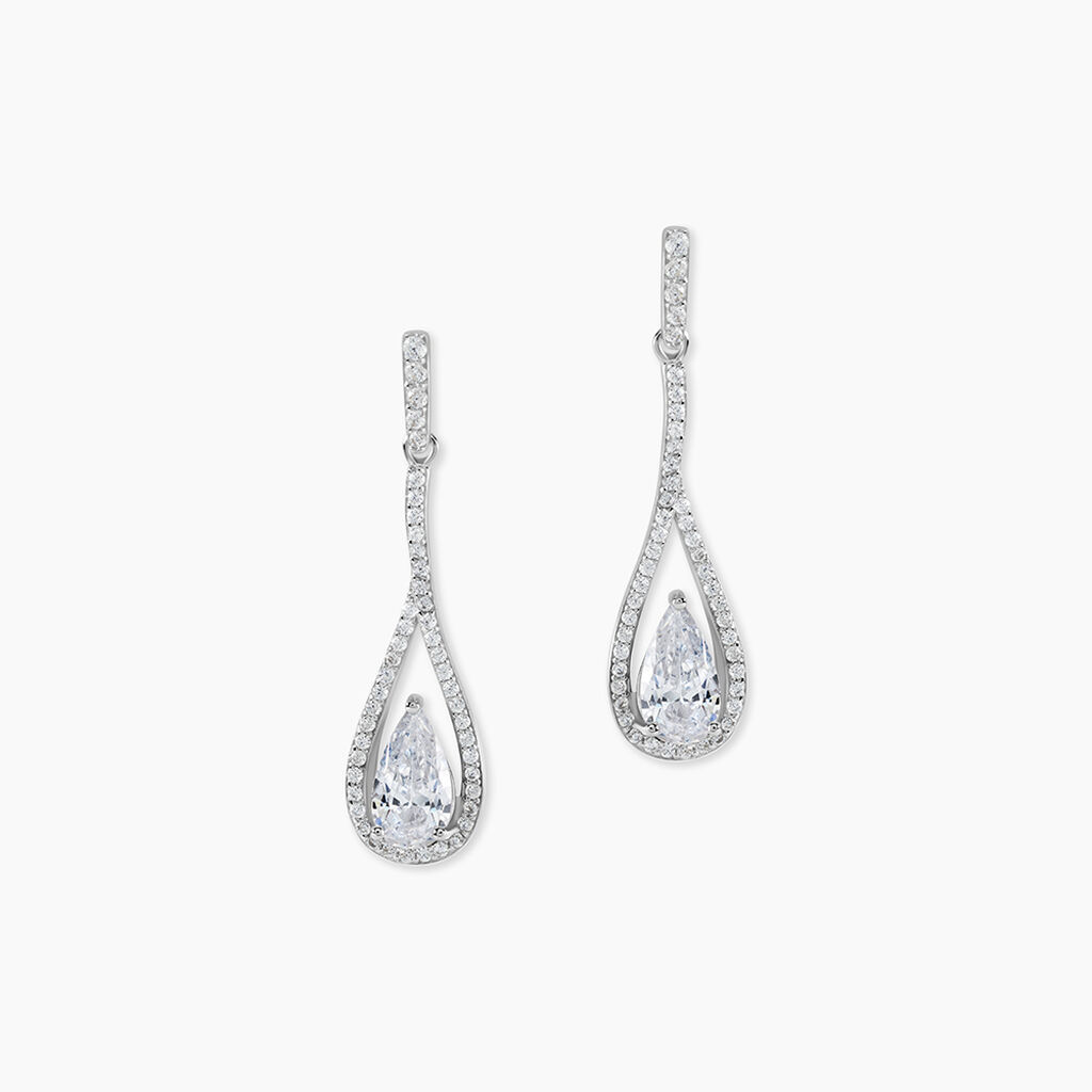 Boucles D'oreilles Pendantes Elorah Argent Blanc Oxyde De Zirconium - Pendantes Femme | Marc Orian