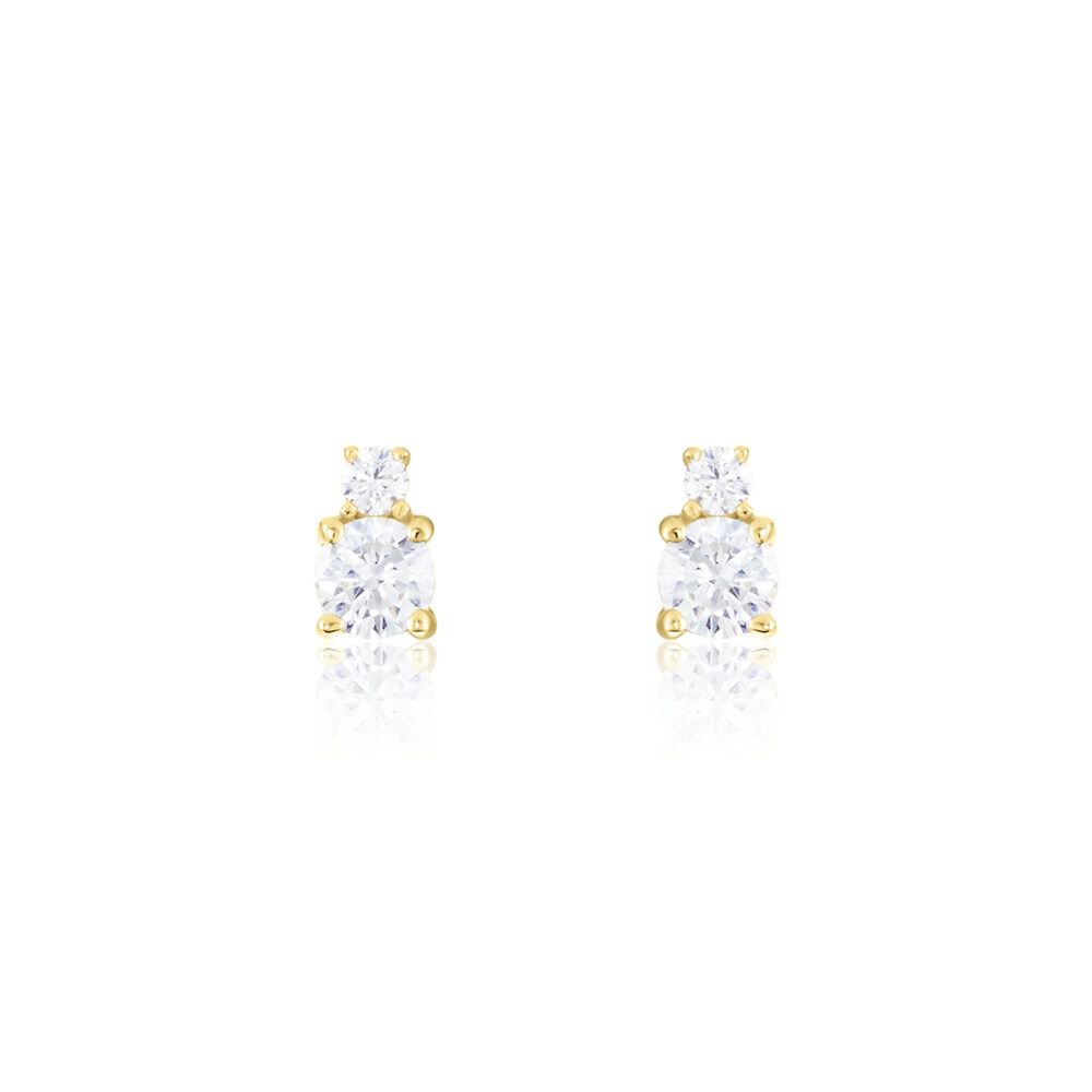 Boucles D'oreilles Puces Constancia Or Jaune Oxyde De Zirconium - Puces Femme | Marc Orian