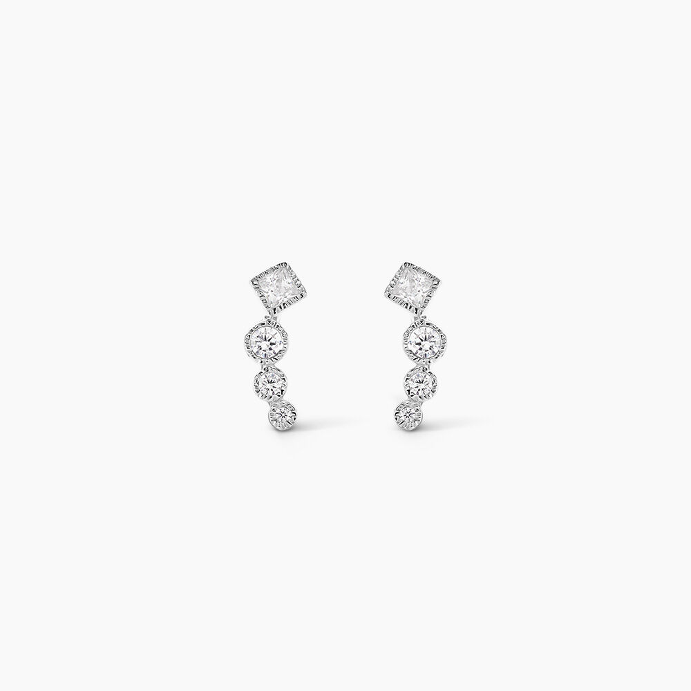 Boucles D'oreilles Puces Argent Blanc Seiko Oxyde De Zirconium - Puces Femme | Marc Orian