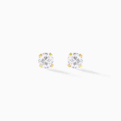 Boucles D'oreilles Puces Pepita Or Jaune Oxyde De Zirconium - Puces Famille | Marc Orian
