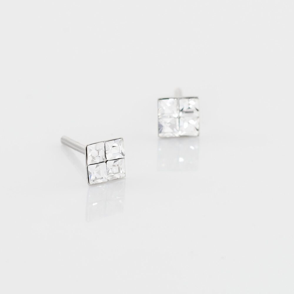 Boucles D'oreilles Puces Eve Argent Blanc Oxyde De Zirconium - Puces Femme | Marc Orian