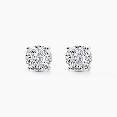 Boucles D'oreilles Puces Artemis Or Blanc Diamant - Puces Femme | Marc Orian