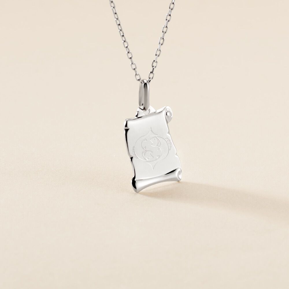 Pendentif Zodiaque Parchemin Argent Blanc - Bijoux personnalisés Famille | Marc Orian