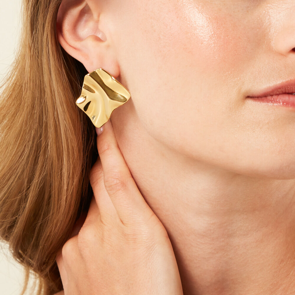 Boucles D'Oreilles Puces Ecorsia Acier Jaune - Puces Femme | Marc Orian