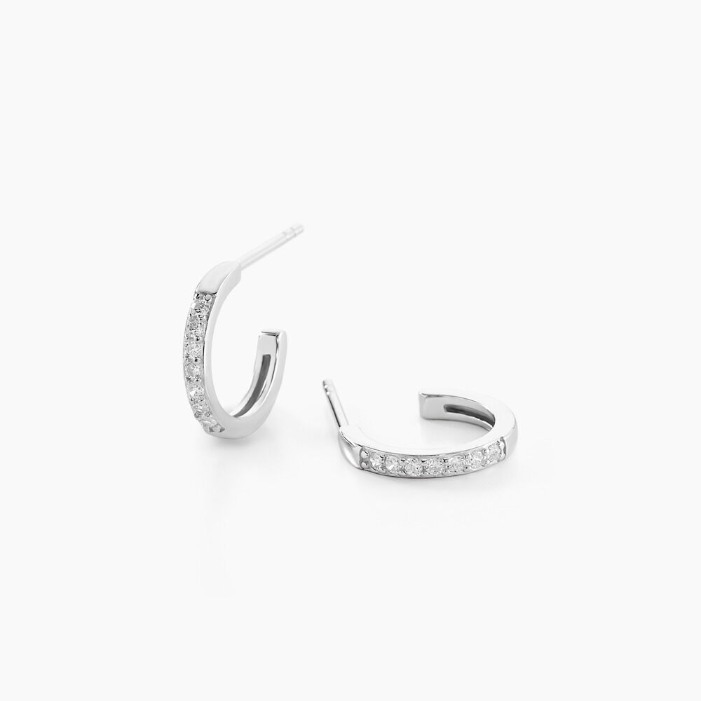Créoles Argent Blanc Roshan Oxydes De Zirconium - Créoles Femme | Marc Orian