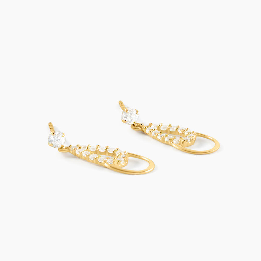 Boucles D'oreilles Pendantes Britain Or Jaune Oxyde De Zirconium - Pendantes Femme | Marc Orian