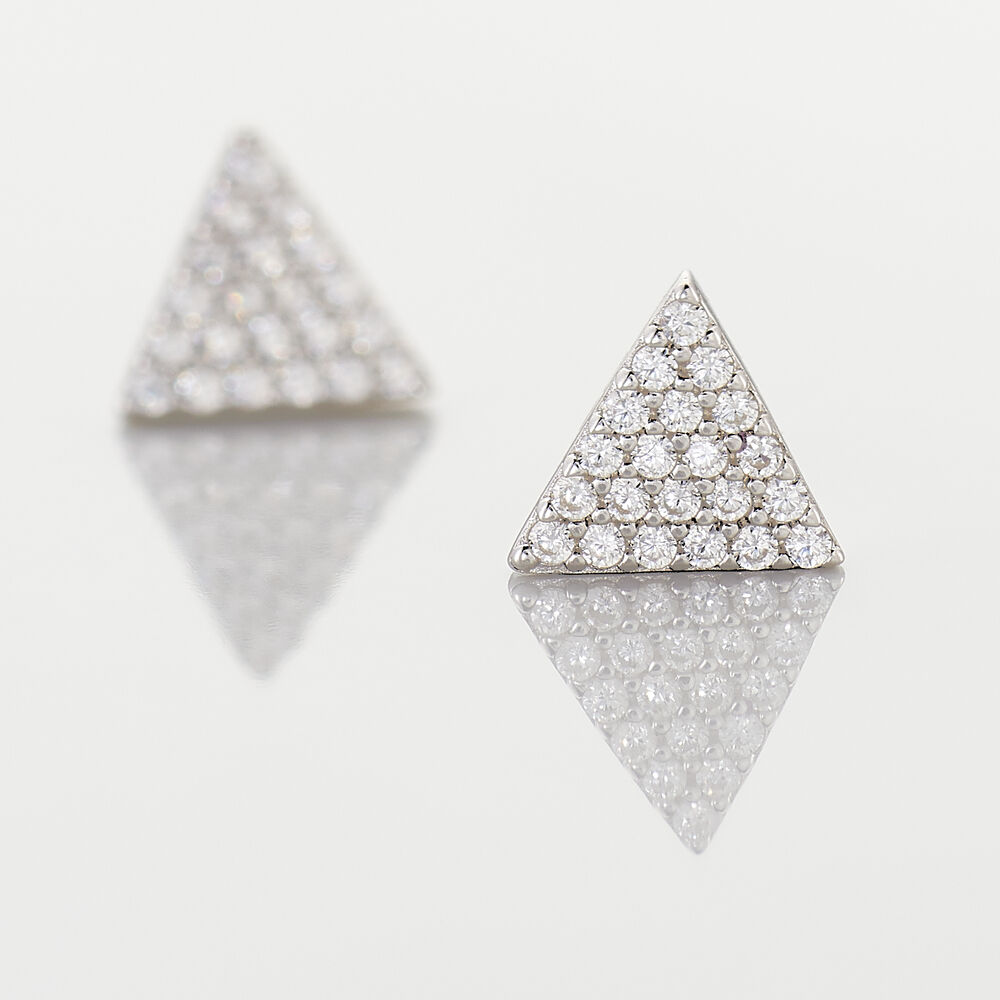 Boucles D'oreilles Puces Brendana Argent Blanc Oxyde De Zirconium - Puces Femme | Marc Orian